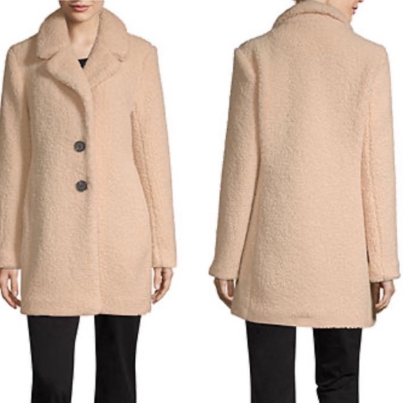 LIZ CLAIBORNE Teddy Coat Sherpa Faux Fur Cream Neutral Notch Collar Cozy Fall - Picture 11 of 11